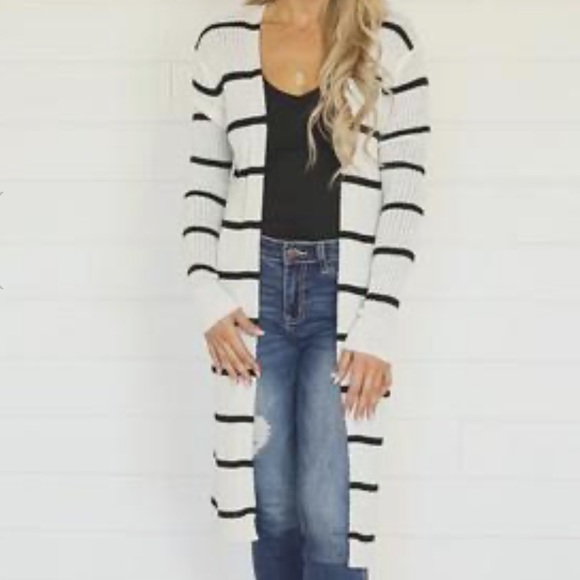 NWOT Sweater Neutral Territory Striped Duster - Picture 1 of 9
